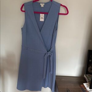 JCrew Ponte Blue Wrap Dress